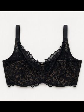 Panache Allure Full Cup Bra Woman 36H Black Latte Underwire Lace Romantic 10765